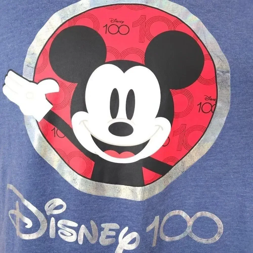 Mickey Mouse T Shirt Mens Size Small Blue Disney 100 Years OVERSIZED Fit